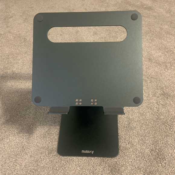 A silver metal laptop computer stand - Picture 2 of 3